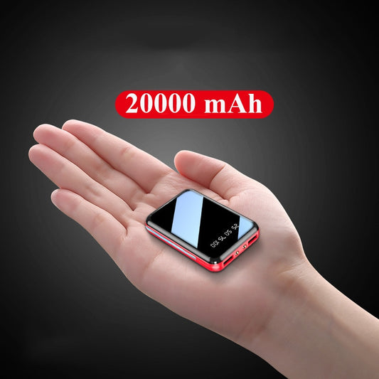 20000mAh Mini Power Bank Portable Charger Mirror Screen LED Digital Display Powerbank External Battery Pack Power Bank Powerbank eprolo