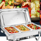 3 * 3L Chafing Dish Set Full Size Stainless Steel Silver Catering Warmer Set For Buffet Catering eprolo