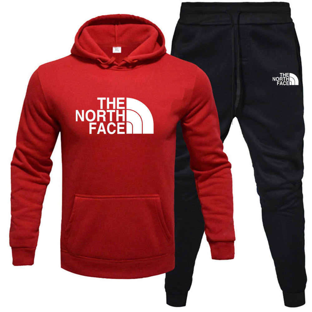 Men's pullover with fleece hoodie sweatshirt set printed casual sports set eprolo