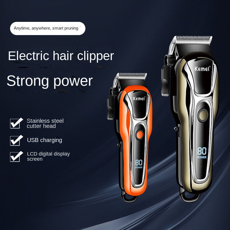 KM-1990PG Hair Clipper Electric Shaving Head High Power LCD Digital Display Electric Pushing Hair Salon Special eprolo