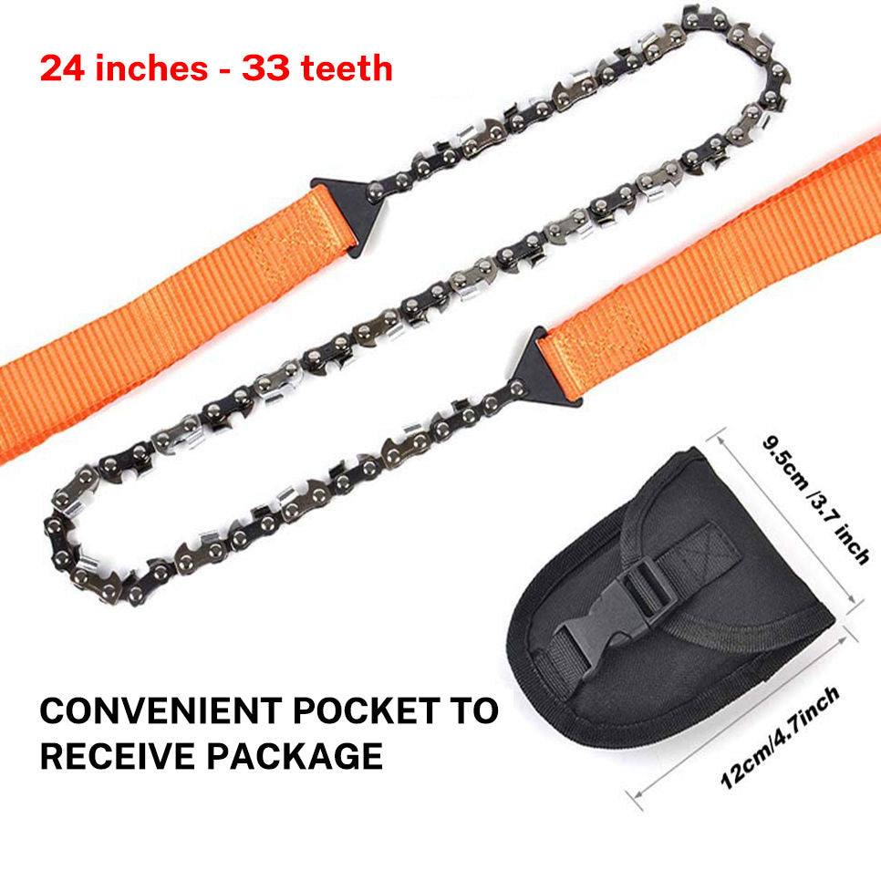 Outdoor hand zipper saw pocket chain saw garden tools 11/16/33 teeth 24 inch portable camping survival wire saw eprolo