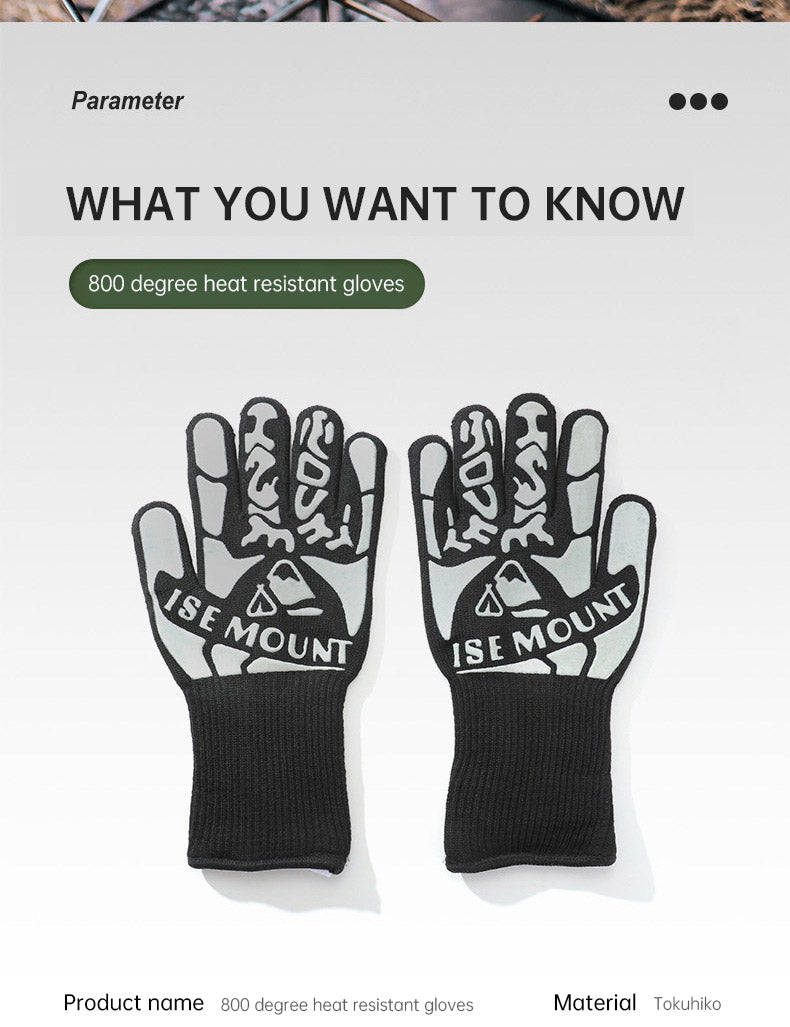 Outdoor 800 degree heat resistant gloves, thermal insulation and anti scald gloves, silicone BBQ barbecue oven thickened gloves eprolo