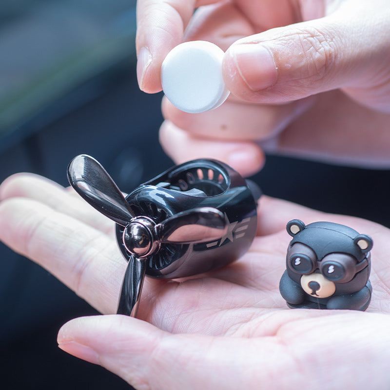 Hako Bear Airplane Car Aromatherapy Cartoon Cute Creative Little Black Bear Pilot Car Air Outlet Perfume eprolo