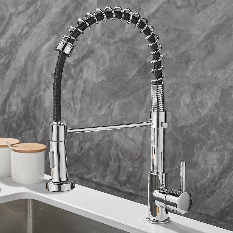 All copper rotatable cold and hot water dual mode sink, kitchen spring faucet eprolo