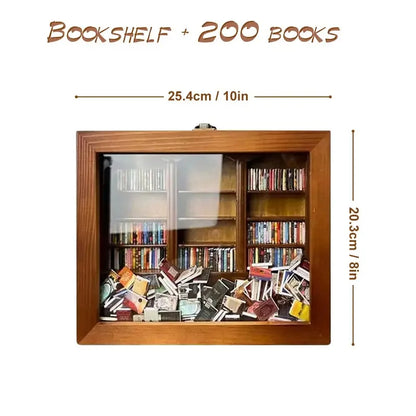 Anti-Anxiety Bookshelf Ornament Wooden Bookshelf Display Cabinet Stress Reliever Bookcase Desktop Decor for Book Lovers Gifts eprolo