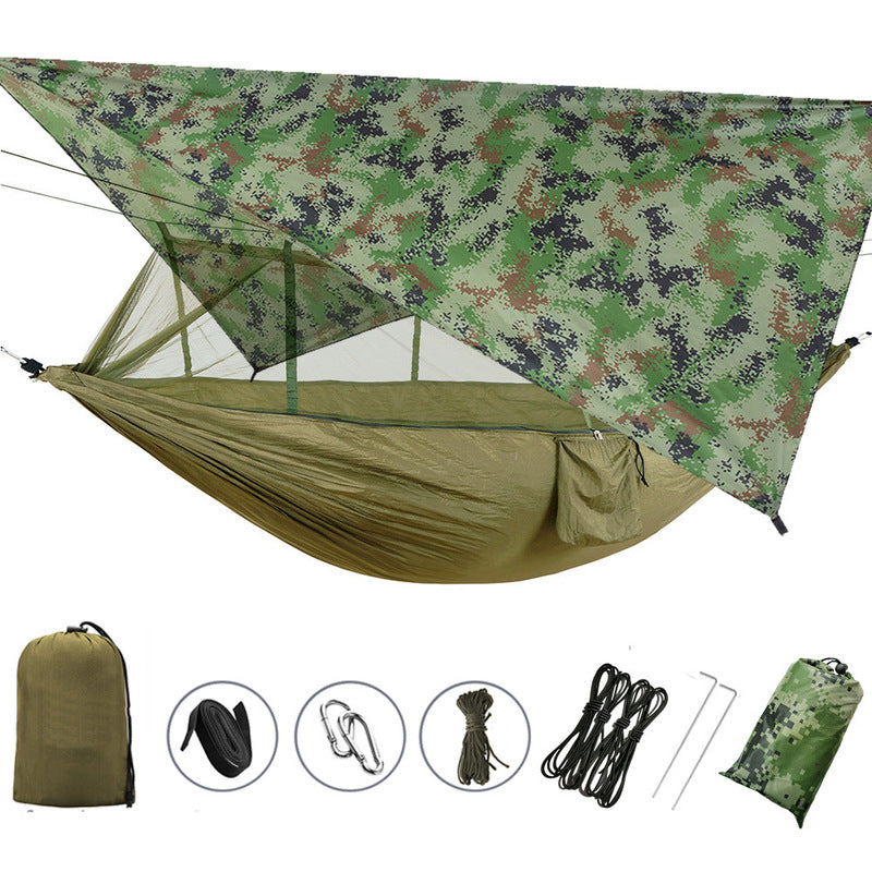 260x140cm Outdoor Double Camping Hammock with Mosquito Net and Rain Fly Tarp Lightweight Parachute Hammocks for Travel Hiking eprolo