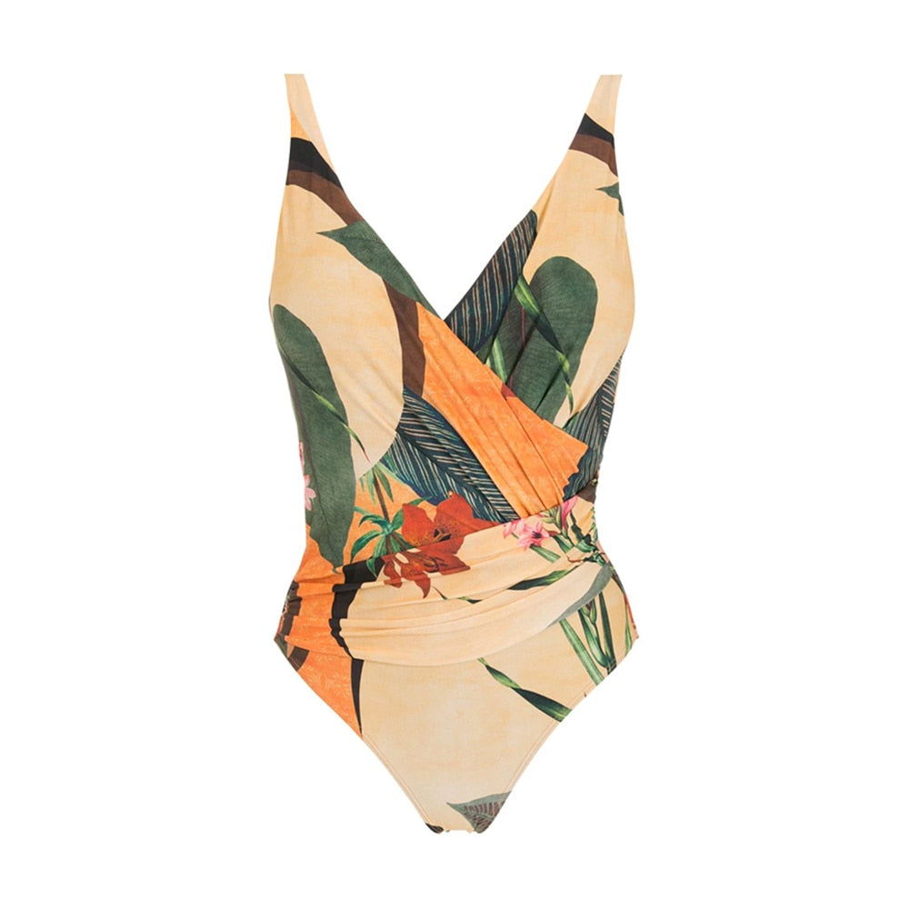 Printed Crinkle Chic One Piece Swimsuit Summer Swiming Suit Luxury Monokini Sexy Swimwear For Girl With Cover Up eprolo