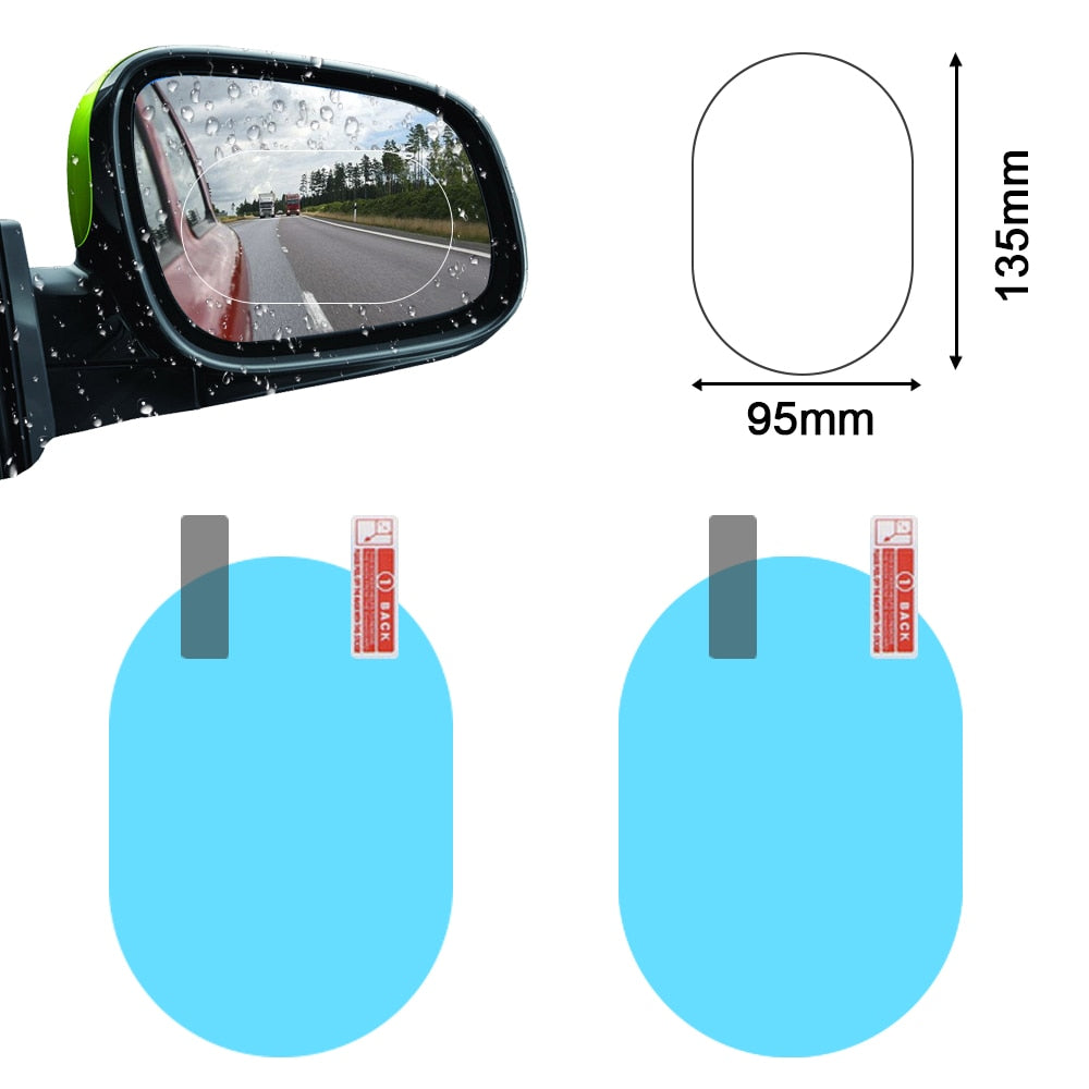 2PCS Car Mirror Window Clear Film Anti Dazzle Car Rearview Mirror Protective Film Waterproof Rainproof Anti Fog Car Sticker eprolo