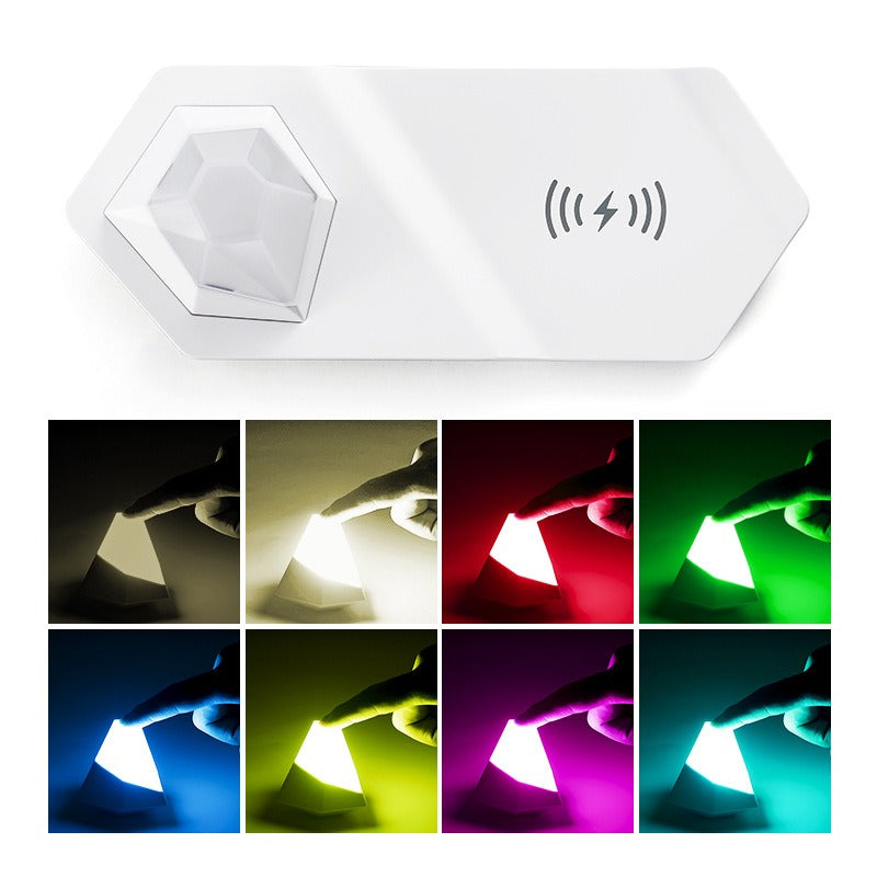 New Bedside Table Lamp Colorful Diamond Night Light Wireless Charger Multifunctional 2-In-1 Magnetic Atmosphere Lamp eprolo