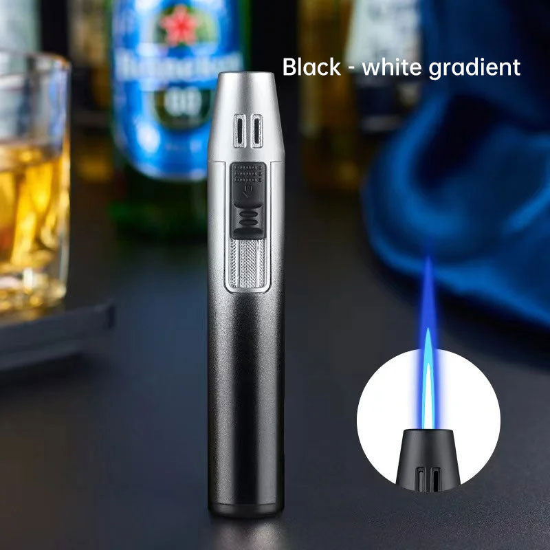 Pen Metal Lighter Mini Spray Gun Inflatable Windproof Butane Gas Lighter Adjustable Straight Shot Blue Flame Cigarette Tools eprolo