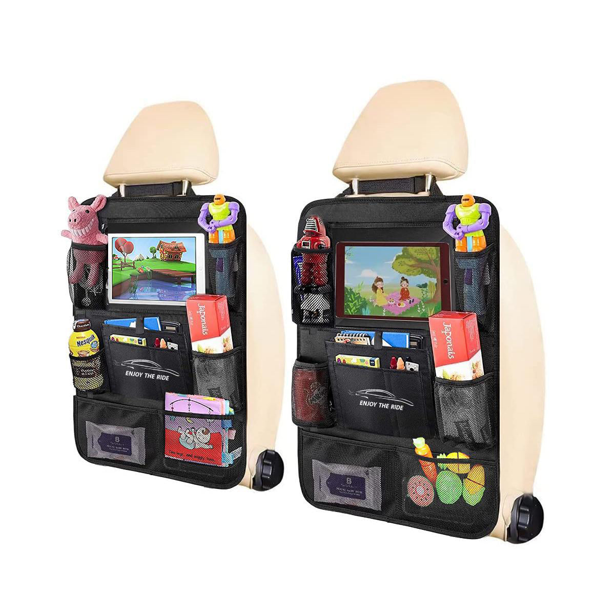 Car Seat Storage Bag Seat Back Hanging Bag Car Supplies Multi Functional Rear Seat Back Anti-Kick Pad Storage Bag eprolo