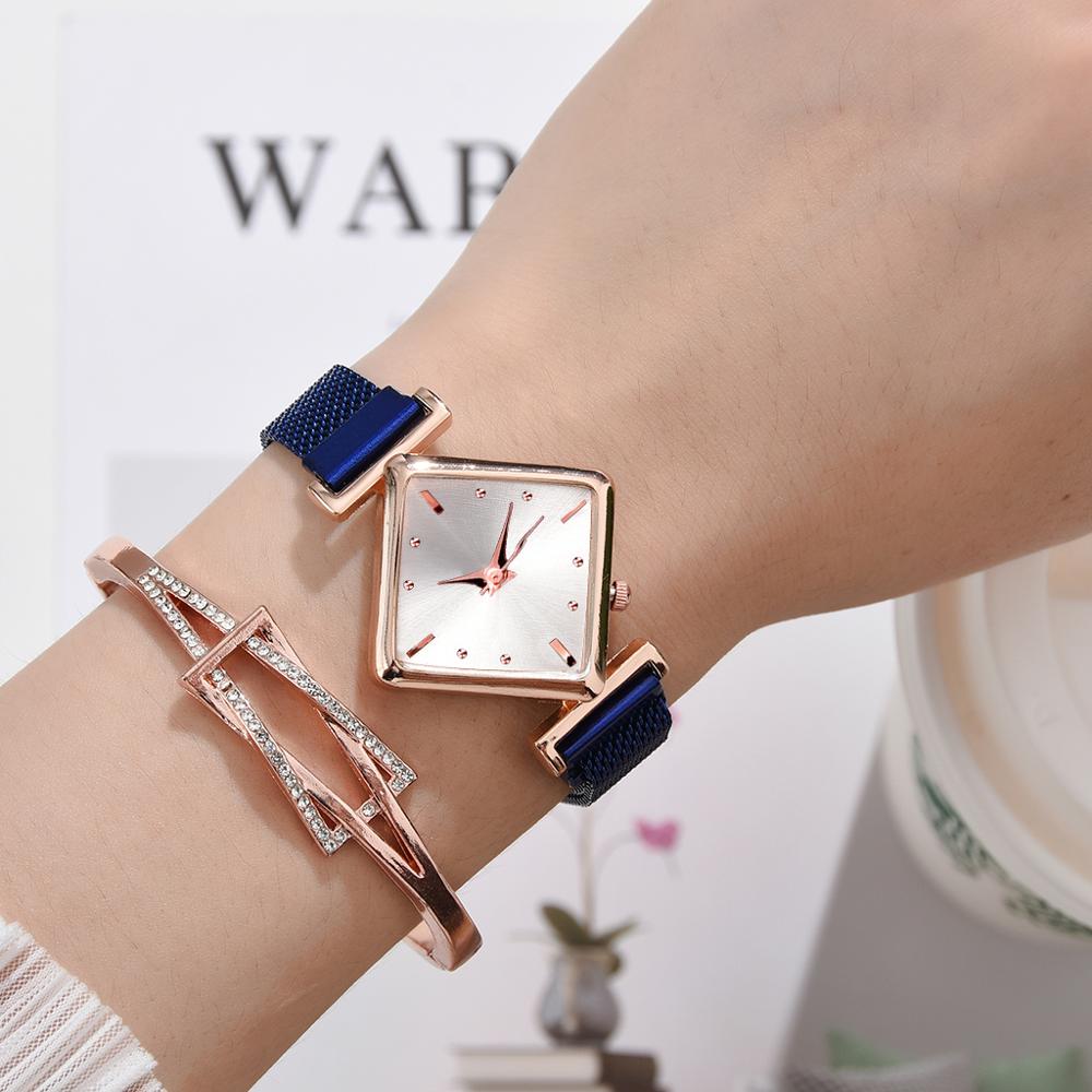 Women Square Watch Luxury Ladies Quartz Magnet Buckle Gradient Color Watches Relogio Feminino For Gift Clock eprolo