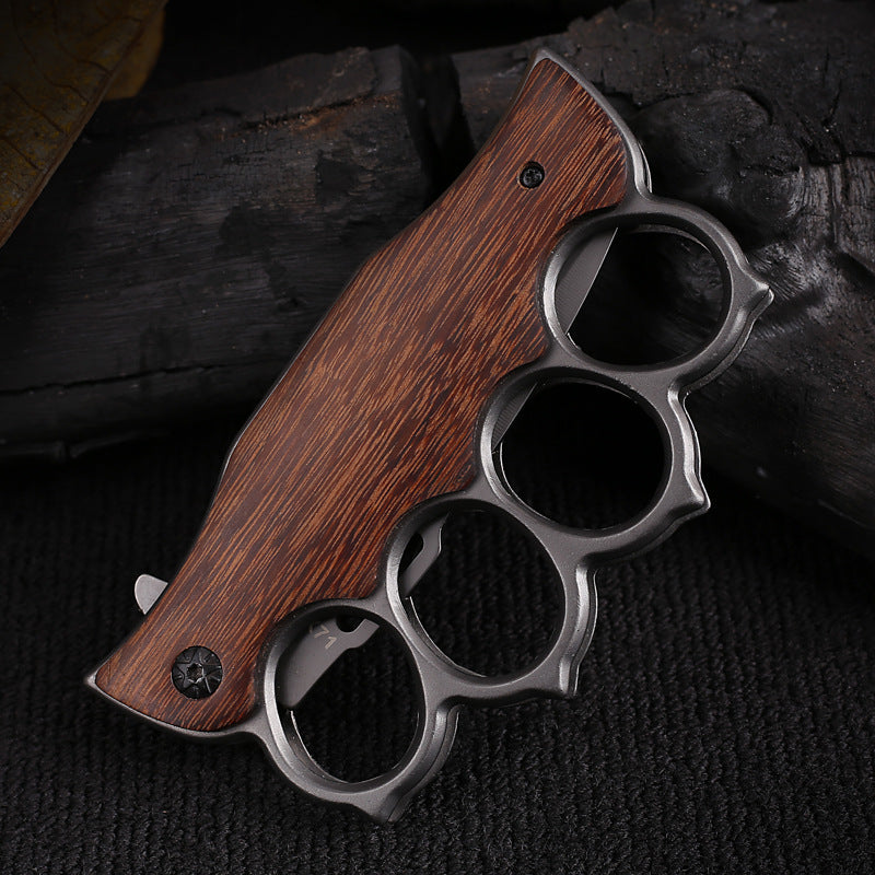 Wooden Handle Boxing Glove Folding Knife Outdoor Folding Knife Stainless Steel Carry Knife Field Portable Pocket Knife