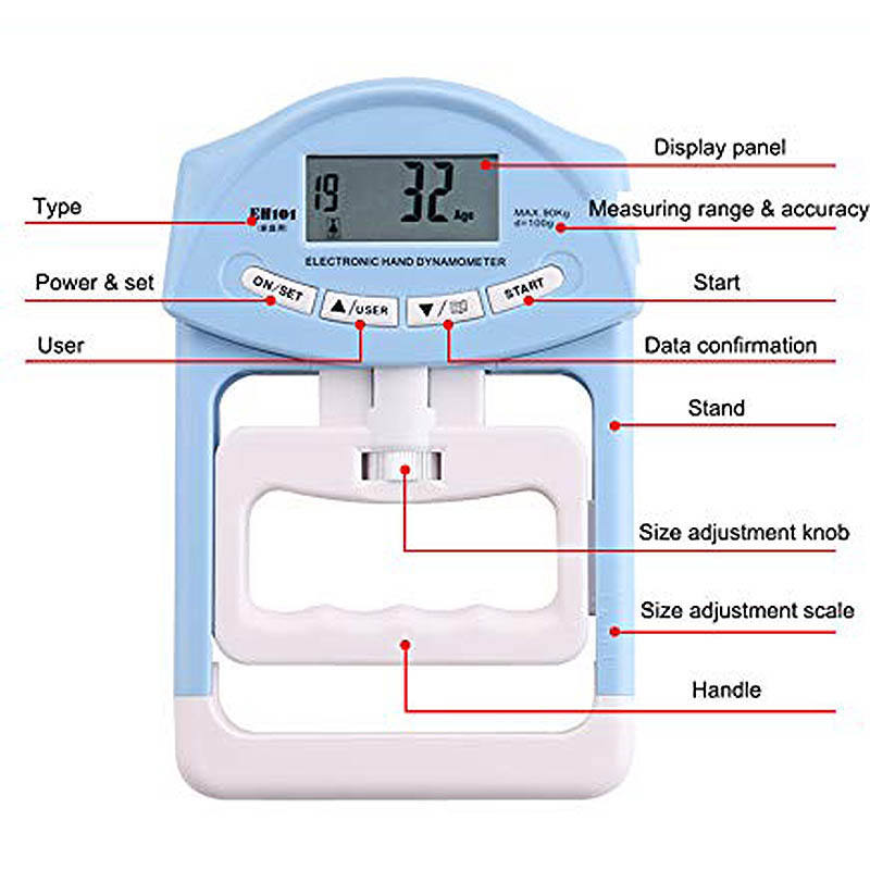 Wholesale high quality electronic display grip device with AA battery adjustable hand dynamometer eprolo