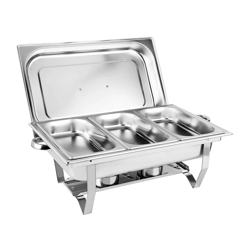 3 * 3L Chafing Dish Set Full Size Stainless Steel Silver Catering Warmer Set For Buffet Catering eprolo