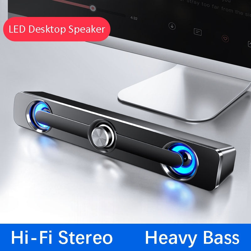 USB Wired Powerful Computer Speaker Bar Stereo Subwoofer Bass speaker Surround Sound Box for PC Laptop phone Tablet MP3 MP4 eprolo