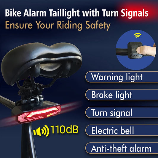 Bike Alarm Tail Light with Turn Signals Multifunctional Waterproof USB Rechargeable  Electric Bell Bicycle Lamp Bike Rear Light eprolo