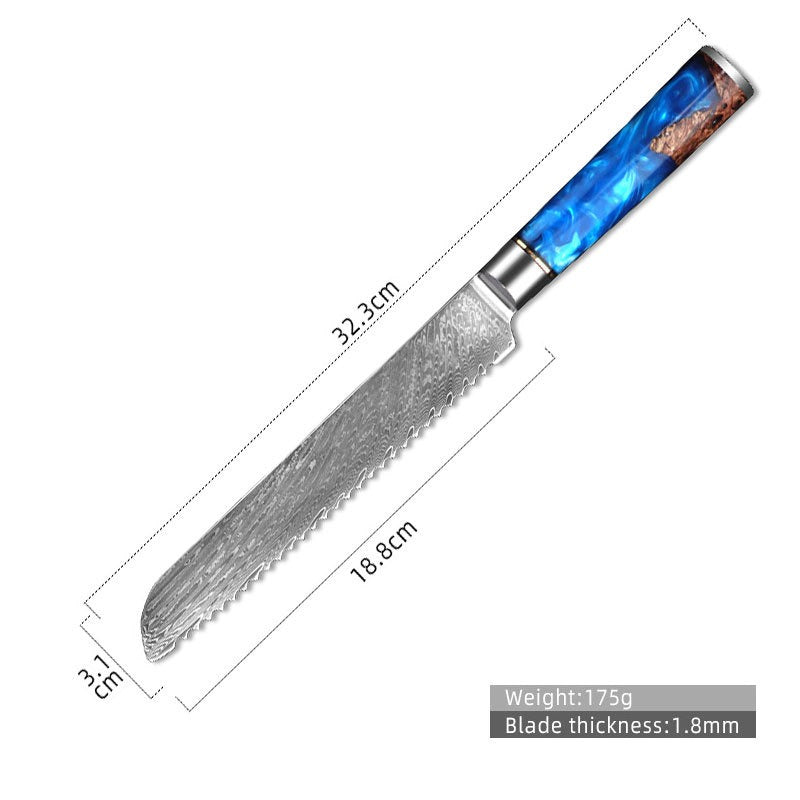 Hot Selling 67 Layers Damascus Steel Kitchen Chef santoku slicing bread cleaver butcher utility paring Knife Set eprolo