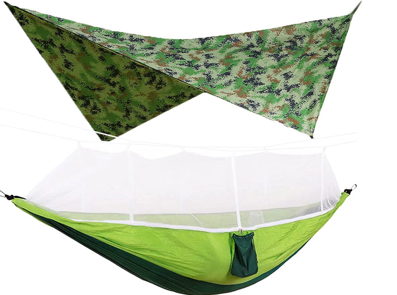 260x140cm Outdoor Double Camping Hammock with Mosquito Net and Rain Fly Tarp Lightweight Parachute Hammocks for Travel Hiking eprolo