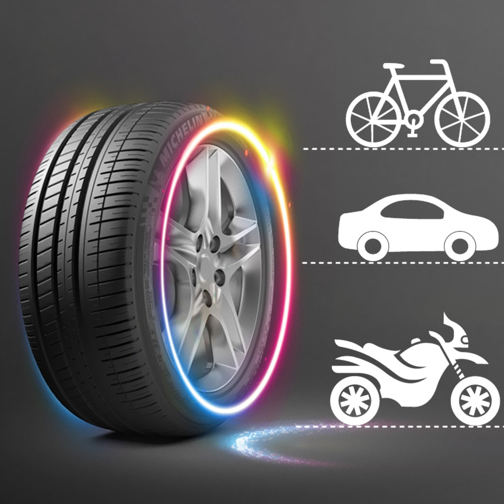 FORAUTO 2PCS Car Wheel LED Light Motocycle Bike Light Tire Valve Cap Decorative Lantern Tire Valve Cap Flash Spoke Neon Lamp eprolo