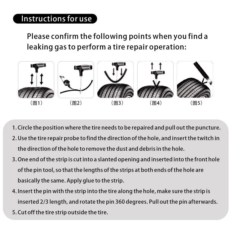 Car Vacuum Tire Repair Tool Car Tire Repair Tool Set Tire Rubber Strip Outdoor Emergency eprolo