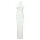 White flower skirt with streamers hanging neck off-the-shoulder sexy dress knitted bandage women's dress eprolo