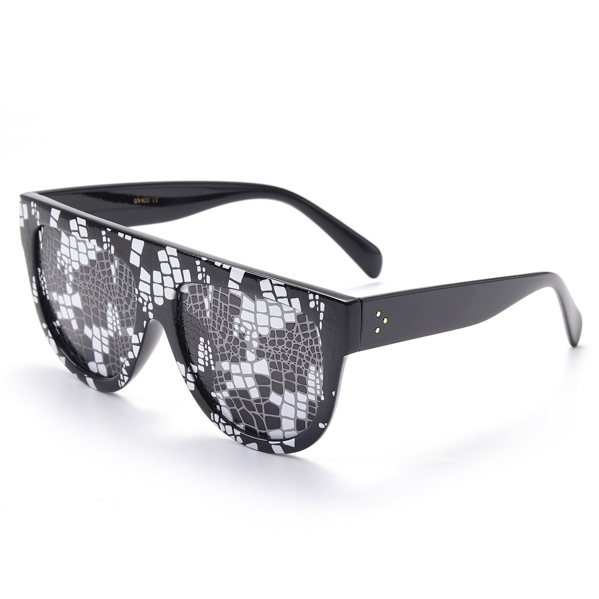 New Personality Python Pattern Lens Large Frame Sunglasses Trend Posing Mosaic Mosaic Sunglasses eprolo