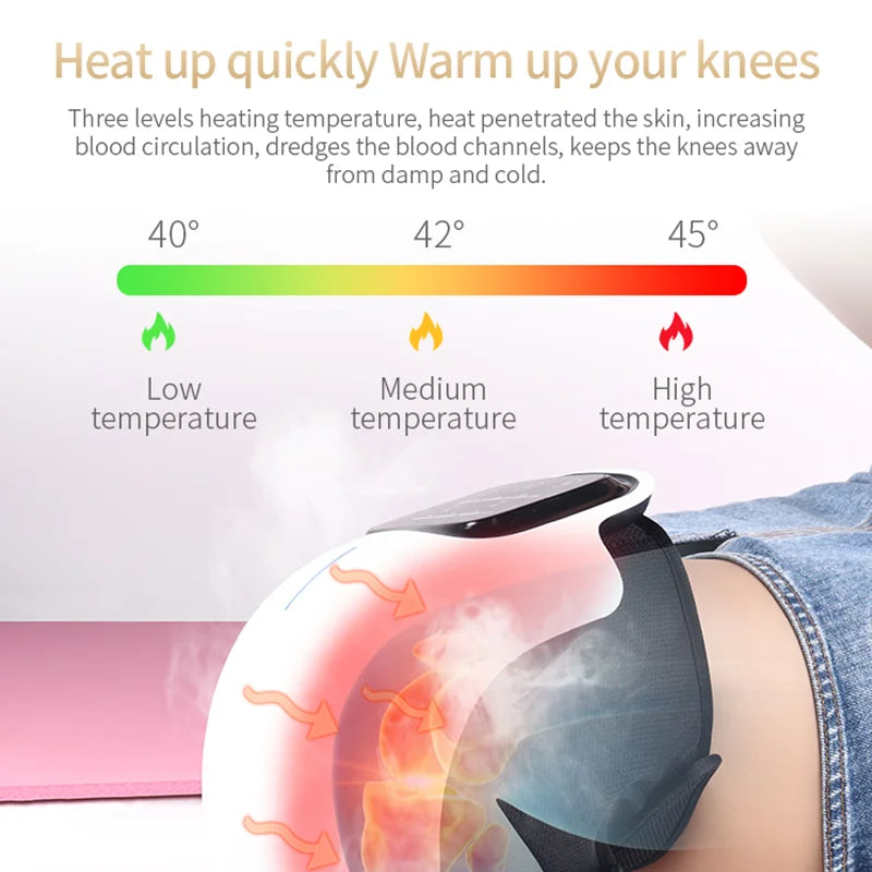 Knee Massager with Heat and Kneading for Pain Relie Rechargeable LED Display Arthritis Massagers Infrared Heated Vibration Tool eprolo