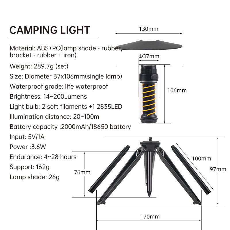 Outdoor Camping Light Portable Night Light Portable Flashlight Tripod Stand Lighting Lighthouse Marquee Tent Atmosphere Light eprolo