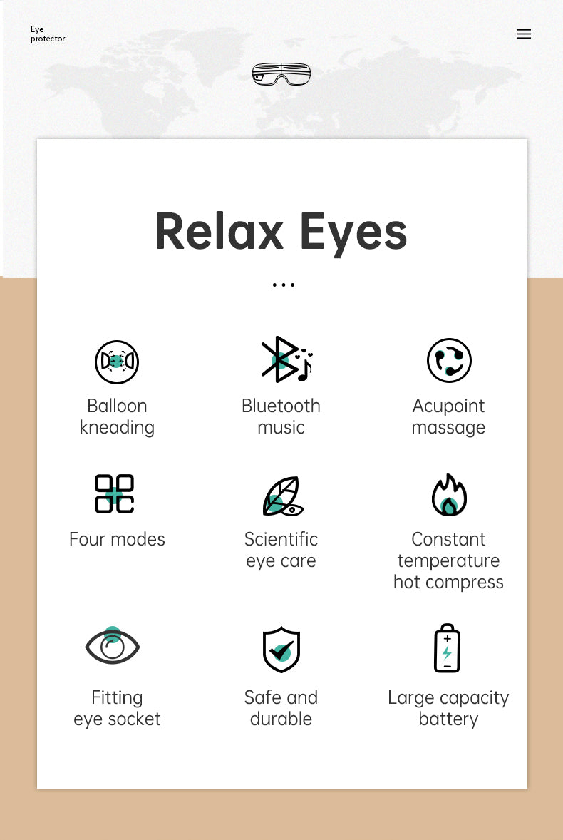 Eye Massager Air Pressure Vibration Eye Protector Bluetooth Eye Massage Relax Migraines Relief Improve Sleep eprolo