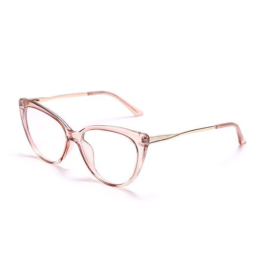 TR90 Anti-Blue Light Cat Eye Retro Glasses Frame New Personality Flat Mirror European And American Metal Trend Glasses Frame eprolo