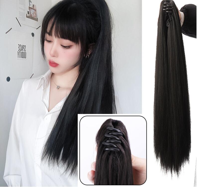 Grab clip ponytail wig female straight hair ponytail mini small grab clip ponytail long straight hair chemical fiber wig high ponytail eprolo