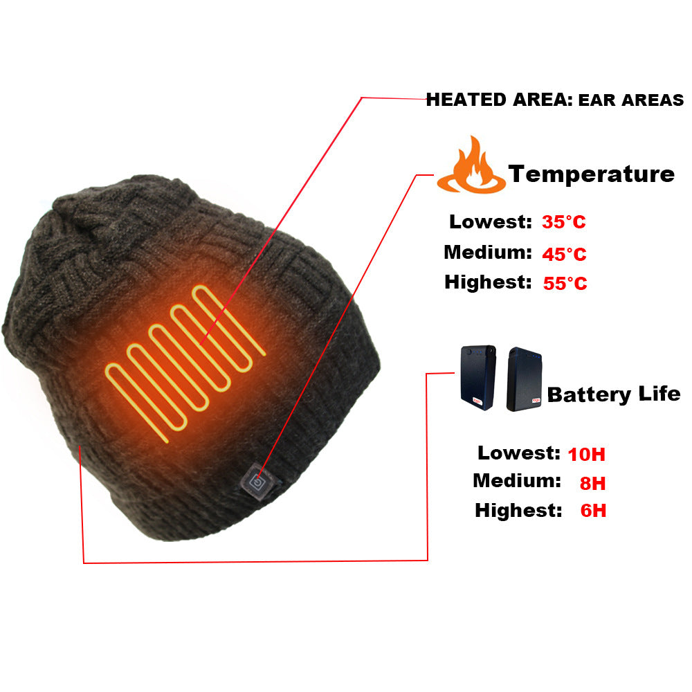 Knitted Thermal Cap Electric Heating Cap Outdoor Cold Proof Carbon Fiber Heating Cap eprolo