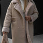 Winter new plush suede coat, suit collar, long cardigan, long sleeved plush coat eprolo