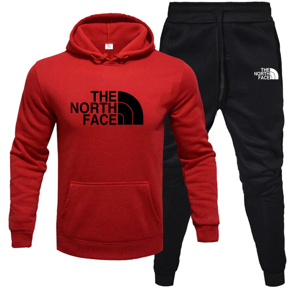 Men's pullover with fleece hoodie sweatshirt set printed casual sports set eprolo