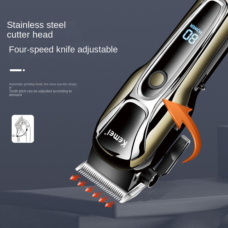 KM-1990PG Hair Clipper Electric Shaving Head High Power LCD Digital Display Electric Pushing Hair Salon Special eprolo