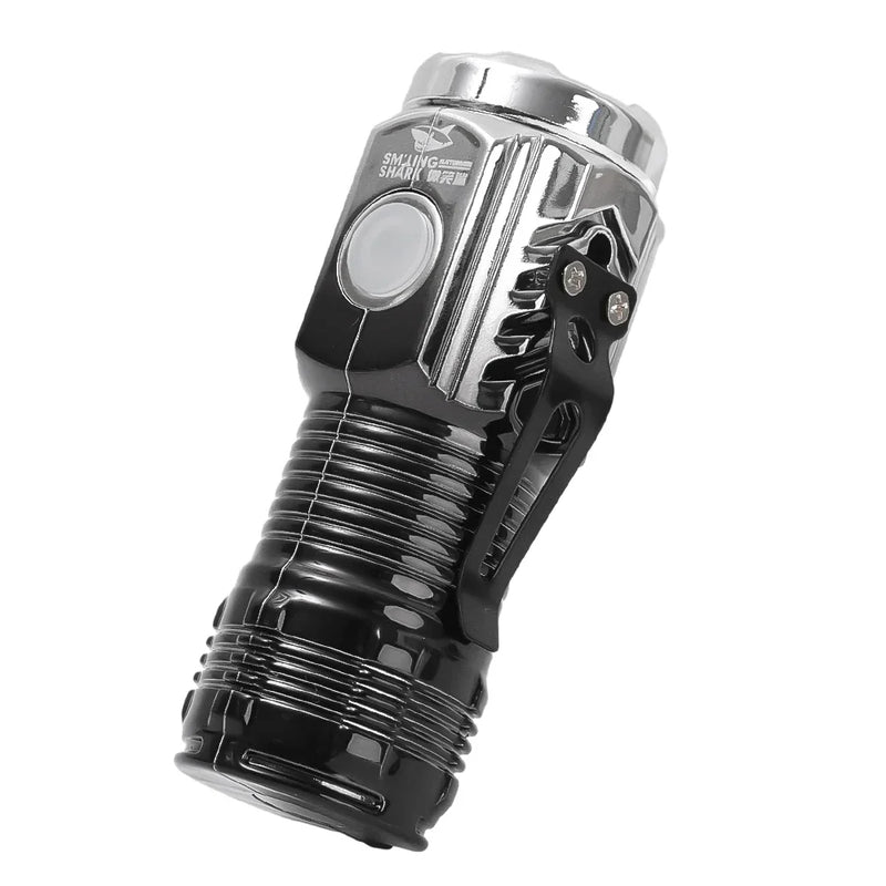 Mini Powerful LED Flashlight USB Rechargeable Strong Light Torch with Three Eye Flashlight Portable Camping Fishing Lantern eprolo