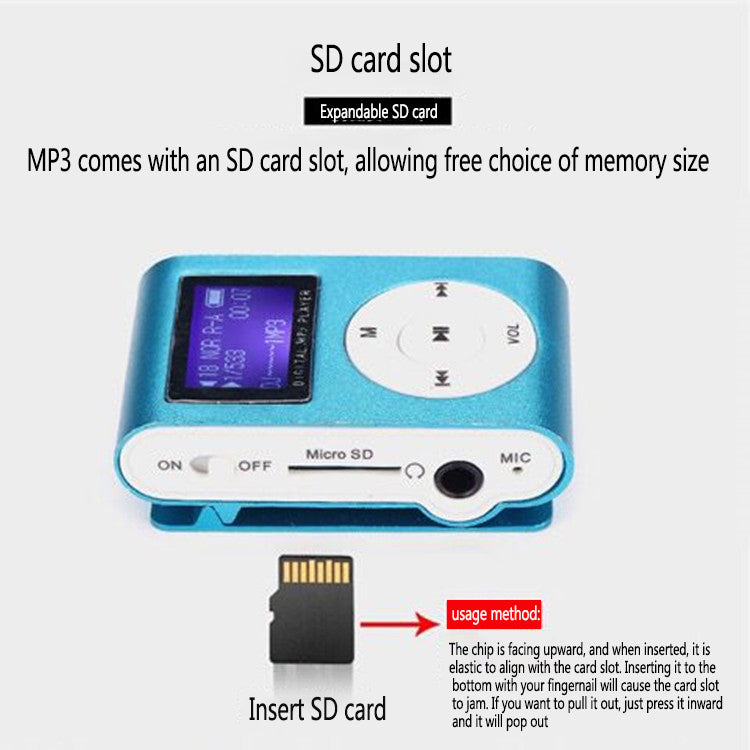 Screen Card Mp3 Card Clip Mp3 Metal Aluminum Housing Sports Mp3 eprolo