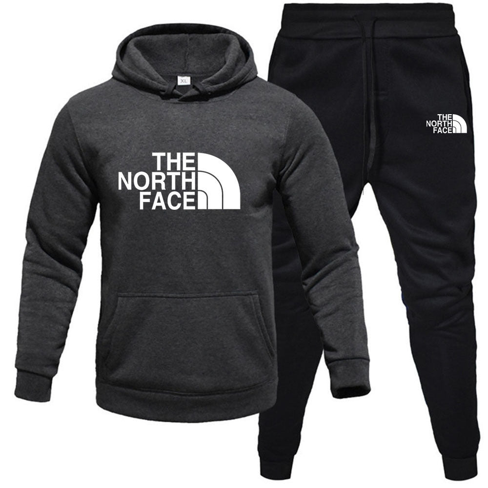 Men's pullover with fleece hoodie sweatshirt set printed casual sports set eprolo