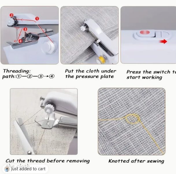 1pc Portable Handheld Sewing Machine - Quick Stitching Tool For Cloth, Clothing And Kids Clothes - 2 Coils Included (Battery Not eprolo