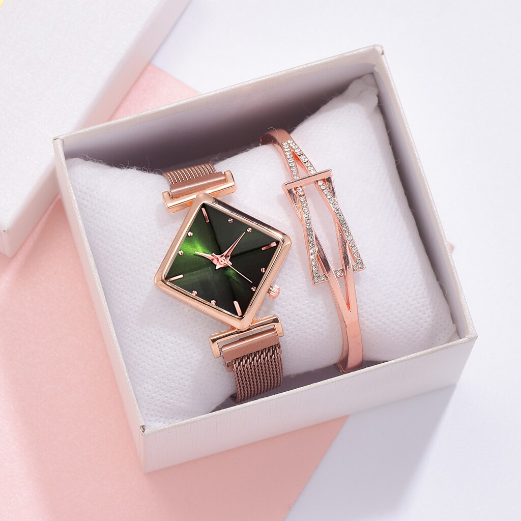 Women Square Watch Luxury Ladies Quartz Magnet Buckle Gradient Color Watches Relogio Feminino For Gift Clock eprolo