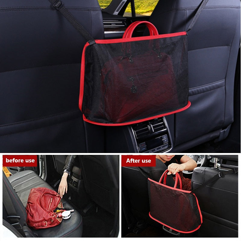 Car Net Pocket Handbag Holder Universal Multifunction Car Organizer Seat Gap Storage Mesh Pocket Interior Accessories eprolo