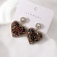 Copper inlaid zircon inlaid triangular crystal three-dimensional heart earrings for women eprolo