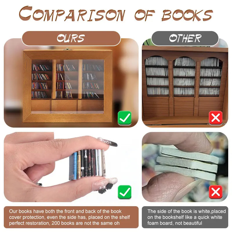 Anti-Anxiety Bookshelf Ornament Wooden Bookshelf Display Cabinet Stress Reliever Bookcase Desktop Decor for Book Lovers Gifts eprolo