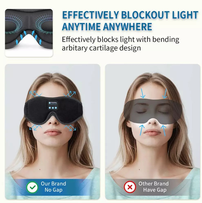 3D Bluetooth Eye Mask Headset Wireless Music Bluetooth Eye Mask New Sleep Bluetooth Eye Mask Stereo