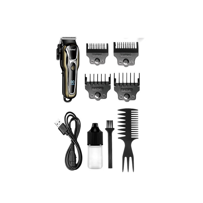 KM-1990PG Hair Clipper Electric Shaving Head High Power LCD Digital Display Electric Pushing Hair Salon Special eprolo