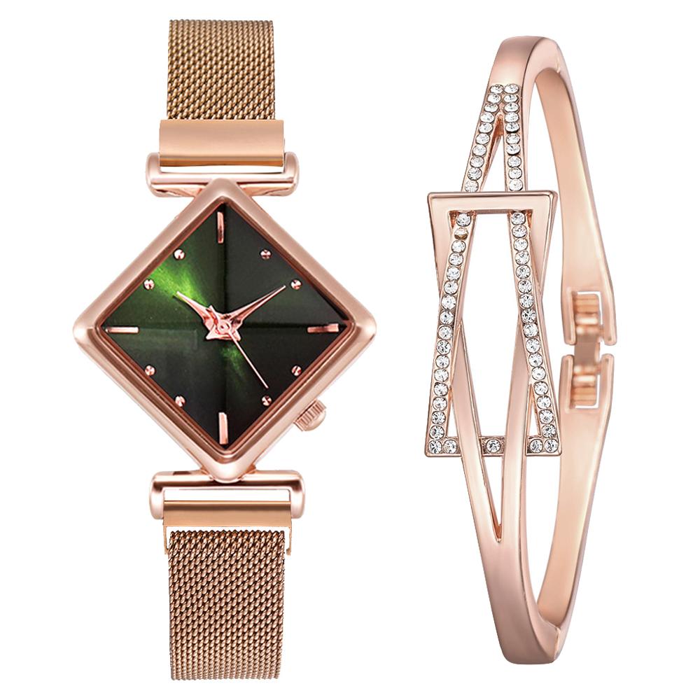 Women Square Watch Luxury Ladies Quartz Magnet Buckle Gradient Color Watches Relogio Feminino For Gift Clock eprolo