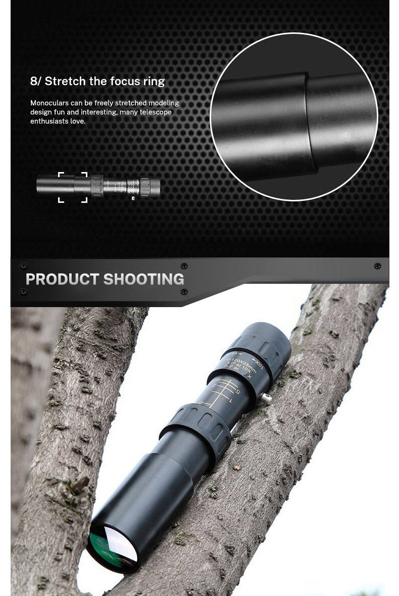 10-30×25 Zoom HD Portable Strong Binoculars Long Range Professional Spyglass Monocular Telescope Low Night Vision for Hunting