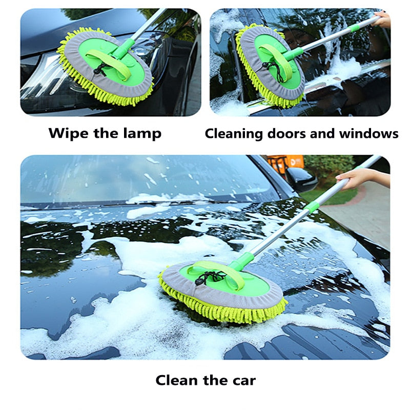 Upgrade Three section telescopic car washing mop Super absorbent Car Cleaning Car brushes Mop Window Wash Tool Dust Wax Mop Soft eprolo