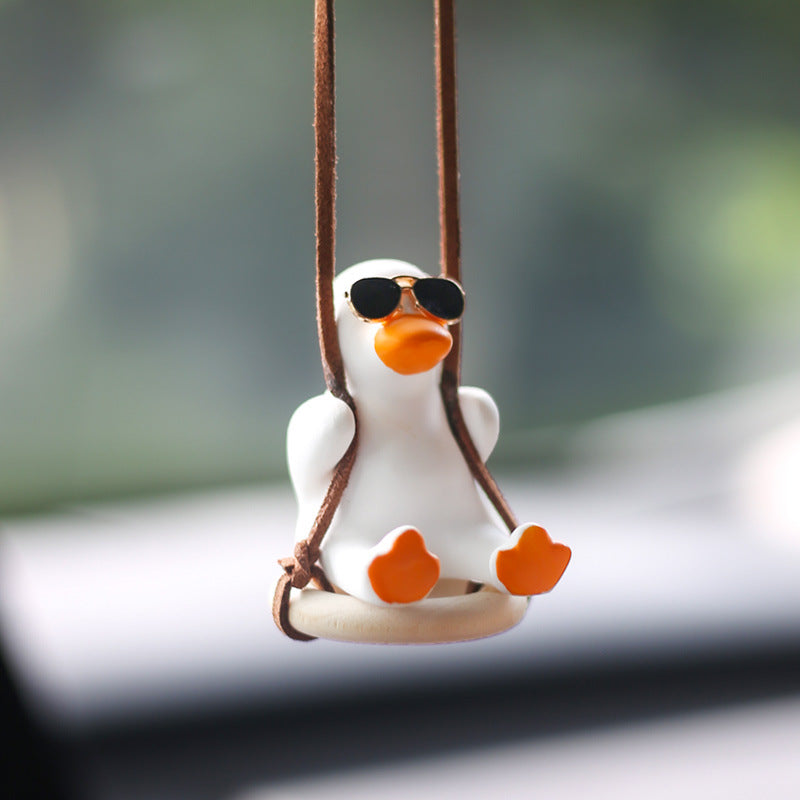 Cute Duck Car Pendant Swinging Autumn Car Rearview Mirror Pendant Pendant Pendant Car Interior Accessories Female Perfume Handmade Duck eprolo